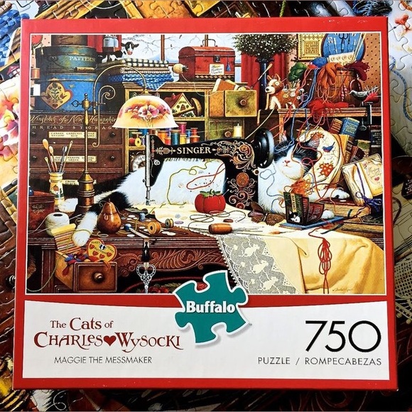 NEW The Cats of Charles Wysocki Maggie The  Messmaker 750Pc Jigsaw Puzzle - Picture 1 of 5